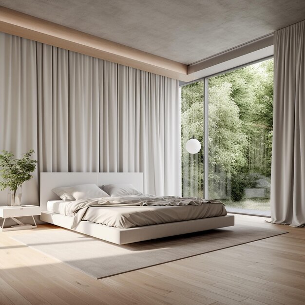 Design de quarto moderno e contemporâneo Tema marrom claro