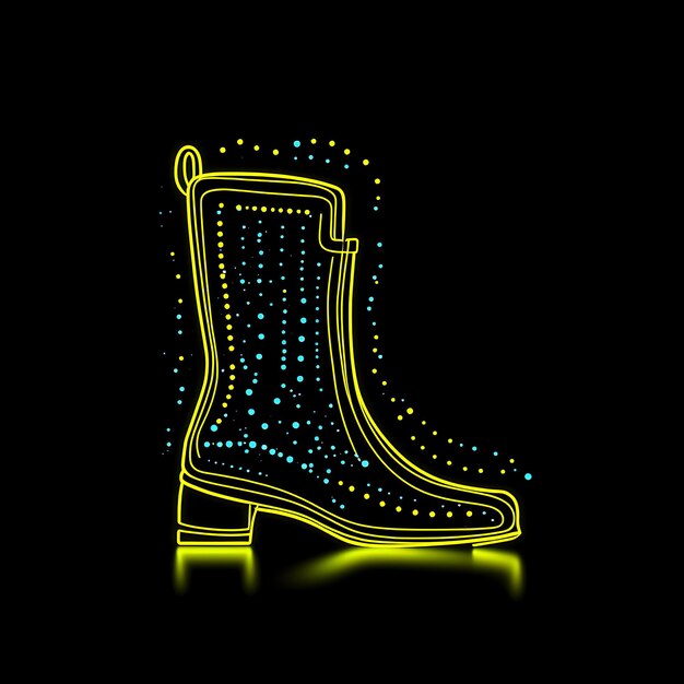 Design de Rain Boot Playful Yellow Dotted Neon Lines Raindrop Decorati Clipart Tshirt Design Glow