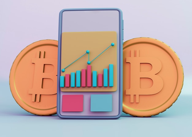 Design de renderização de criptomoedas em 3D
