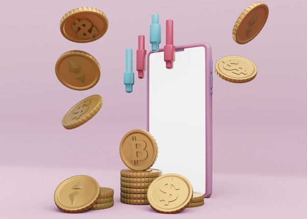 Design de renderização de criptomoedas em 3D