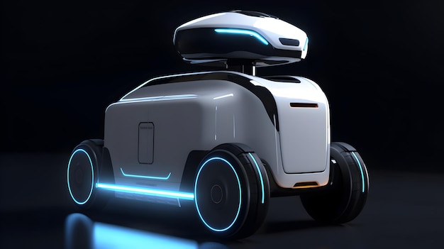 Design de robô de entrega Design industrial cor branca realismo futurista minimalista generativo ai