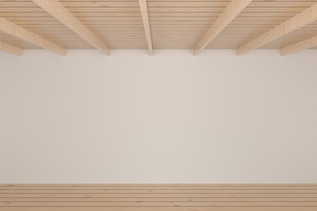 Foto design de sala vazia com piso em parquet de madeira interior em renderização 3d