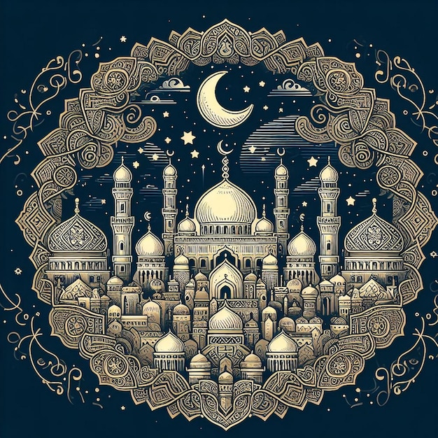 design de saudação de ramadan kareem com islâmico