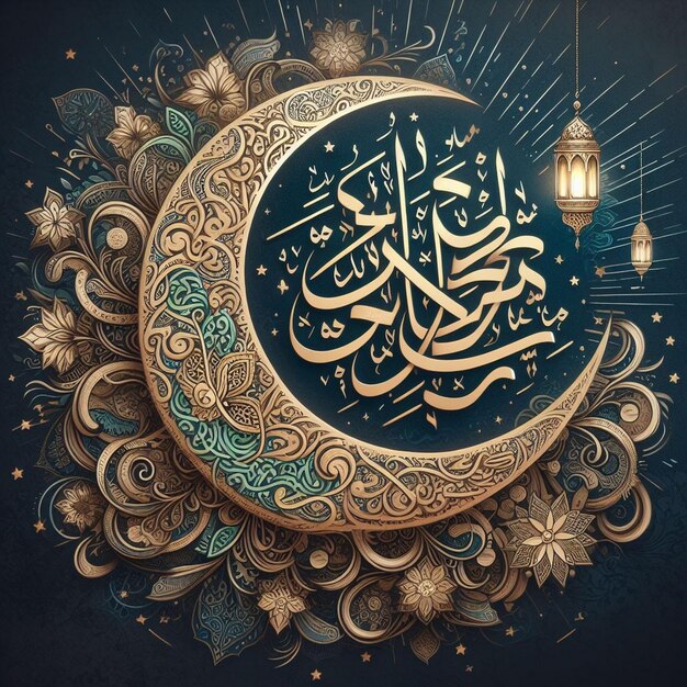 design de saudação de ramadan kareem com islâmico