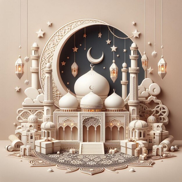 design de saudação de ramadan kareem com islâmico