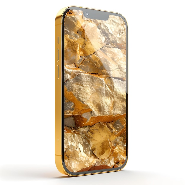 Design de smartphone de mármore de ouro de luxo, textura elegante, conceito de gadget digital moderno, ilustração renderizada em 3D com uma aparência elegante.