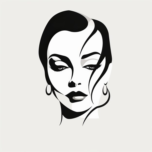 Design de tatuagem de cabeça de moda para meninas Ilustração de logotipo