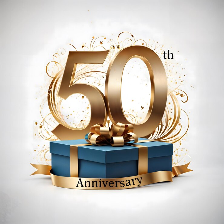 Foto design de texto 3d para a celebração do 50o aniversário