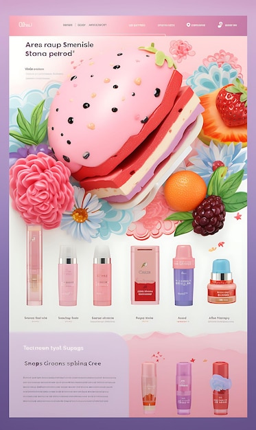 Foto design de tubo de tinta labial caprichoso e brincalhão com uma arte de menu de cartaz web colorida e bonita