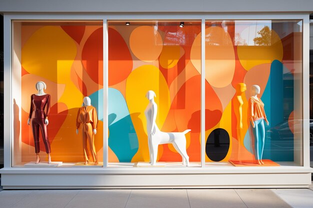 Foto design de uma loja de roupas em um shopping com manequins
