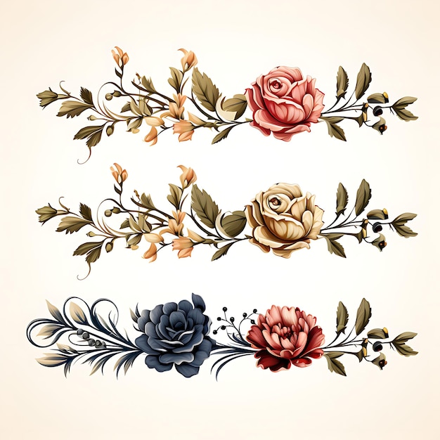 Design de vintage floral borderline roses lace vintage acentos antique clipart footer header arte