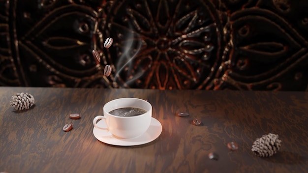 Design de xícara de café com renderização 3D