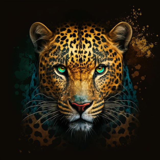 design digital de jaguar olhando para a câmera