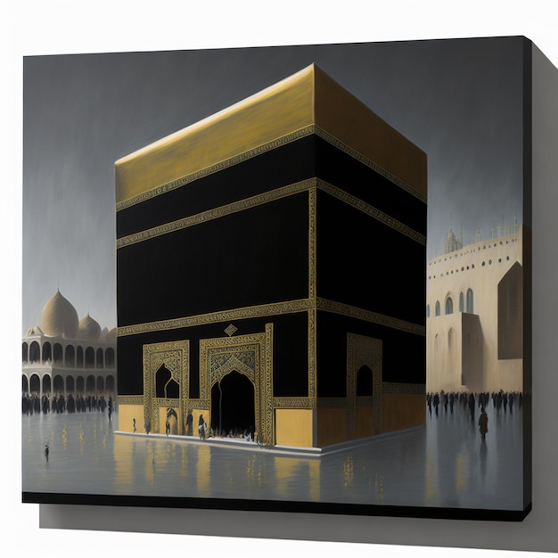 Foto design digital de pintura a óleo kaabah criado com tecnologia generativa de ia