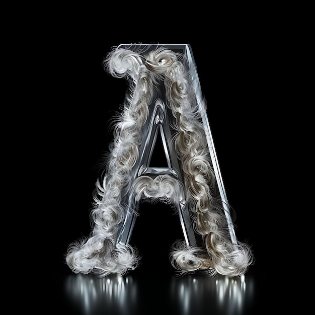 Design do alfabeto do personagem I Material Chiffon Arnold Render S Criativo em Preto BG Luxo Caro