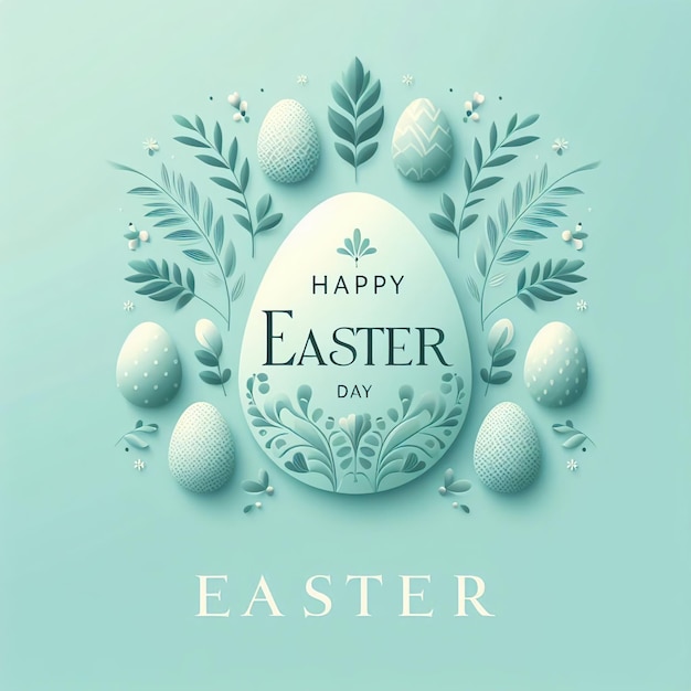 Design do dia de Páscoa com cor azul minimalista de folha de ovo