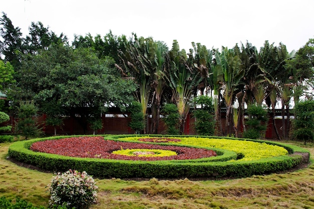 Design e decoração de jardinagem estilo chinês Yin Yang padrão de Tian Tan Garden no templo de Tiantan na cidade de Shantou ou cidade de Swatow em 7 de maio de 2018 em Chaozhou China