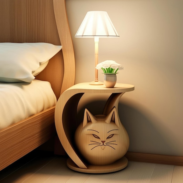 Design eines Nachttisches im Katzenstil