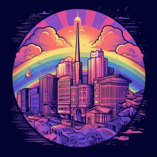 Design eines T-Shirts für PRIDE in San Francisco auf dunklem Hintergrund mit generativer KI