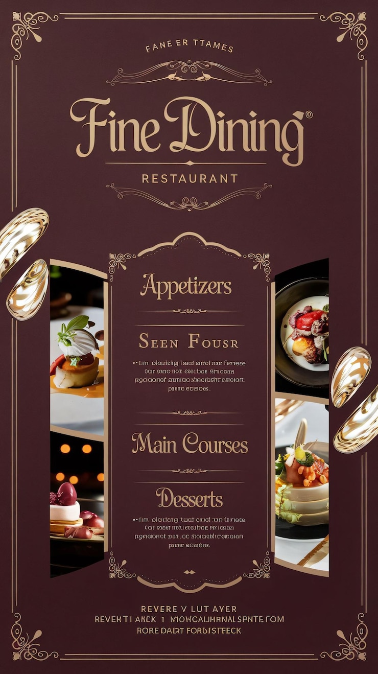 Foto design elegante de cartaz do cardápio de um restaurante