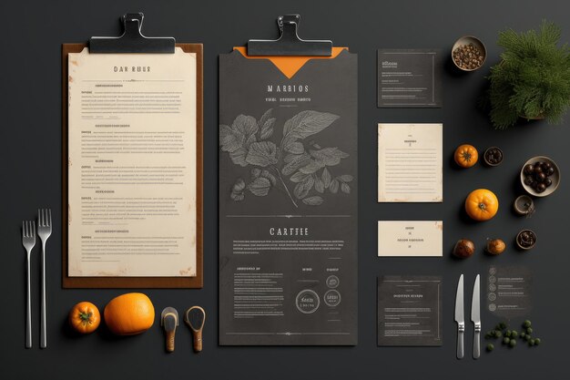 Foto design elegante de maquete de menu