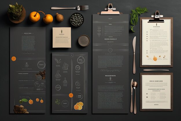 Foto design elegante de maquete de menu