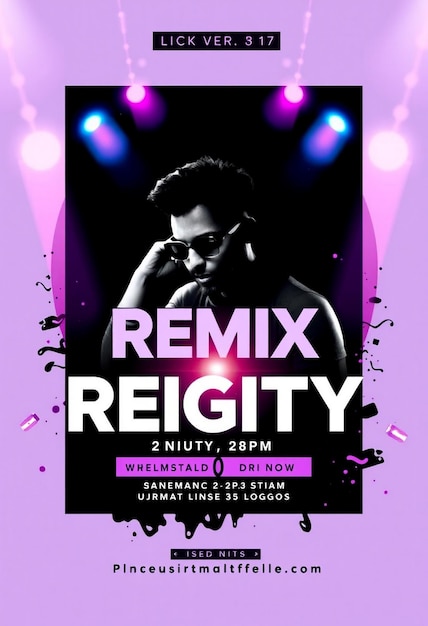 Design exclusivo de flyer de festa de remix e modelo de mídia social