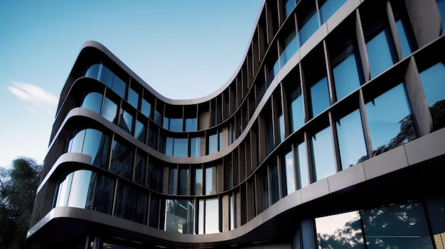 Design exterior de arquitetura curva moderna com vidro Generative AI AIG21