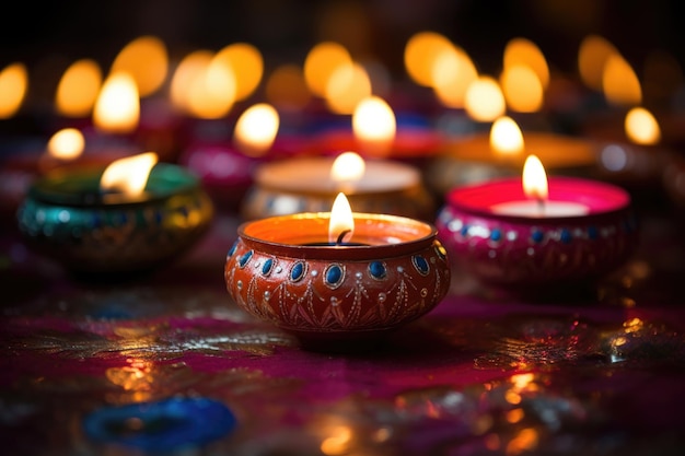 Design festivo do festival Diwali Velas acesas estilo indiano