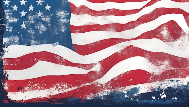 Design Flat Grunge Amerikanische Flagge Hintergrund USA Pride Freiheit Feier mit Stern Silhouette