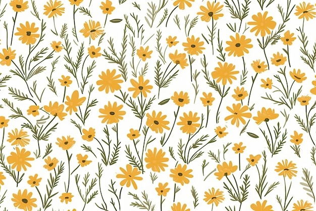 Design floral simples inspirado em margarida Cenário desenhado à mão para brinquedo de camisa de almofada têxtil ou ilustração de cartão