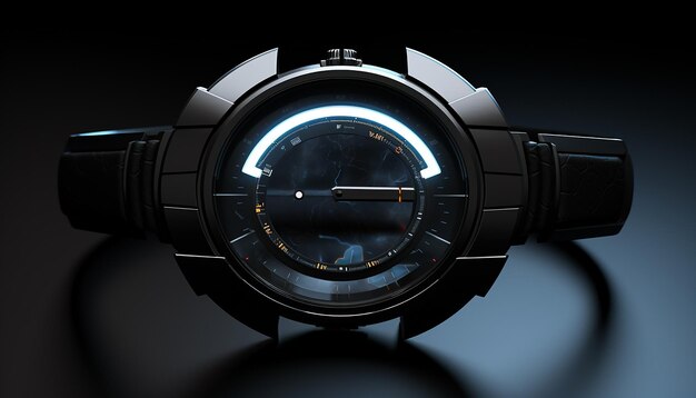 design futurista de relógio quântico Renderização realista 3d criativa
