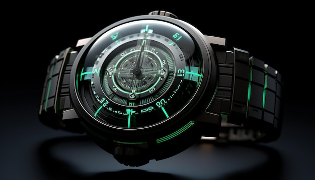 design futurista de relógio quântico Renderização realista 3d criativa