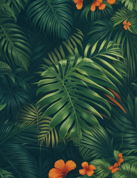 design gráfico de papel de parede com padrão sem emenda de floresta tropical