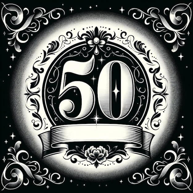 Design gráfico vintage inspirado no 50th Milestone com copyspace