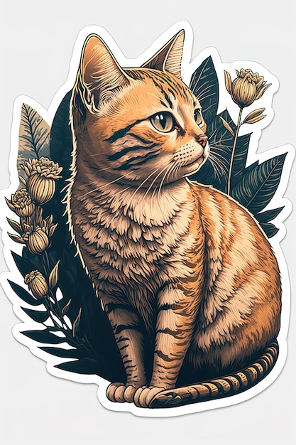 Design ilustrado de adesivo de gato