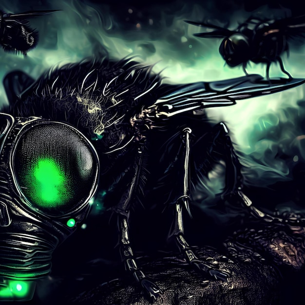 Design incrível de uma mosca monstro radioativa futurista