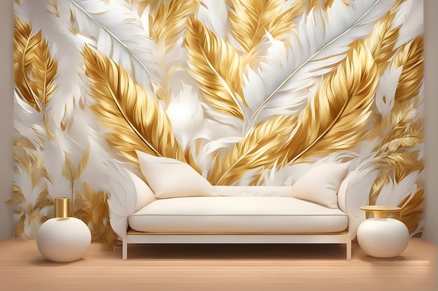 Design Innenwand Feder goldenen Weiß