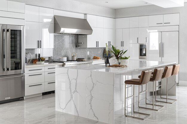 Foto design interior de cozinha moderno e elegante