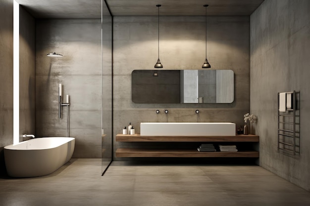 Design interior de estilo minimalista de banheiro moderno