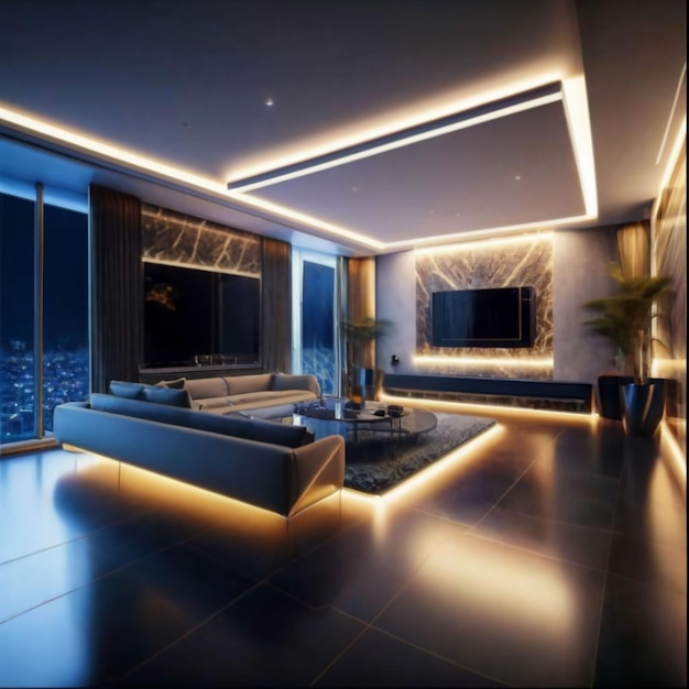 Design interior futurista da sala