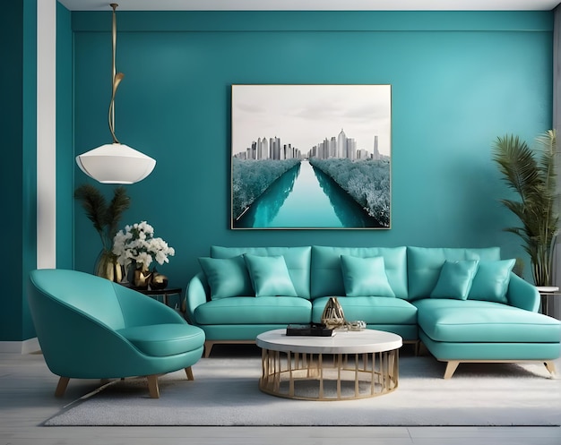 Design interior moderno de sala de estar e loft