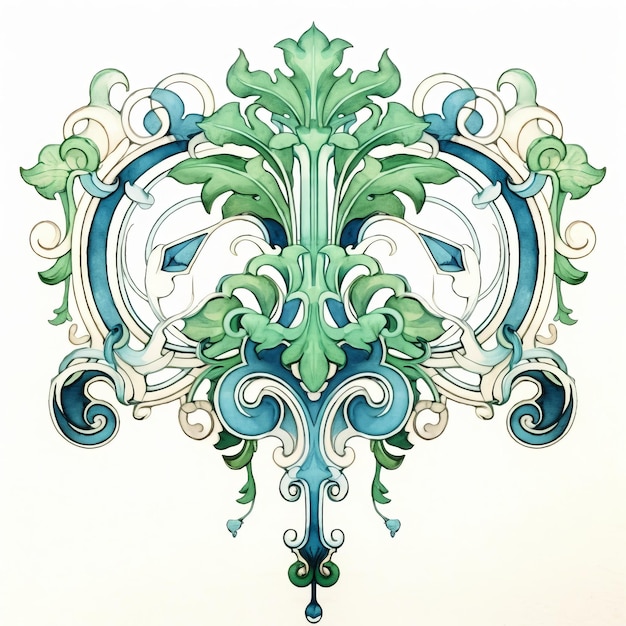 Design mediterrâneo Art Nouveau em fundo branco