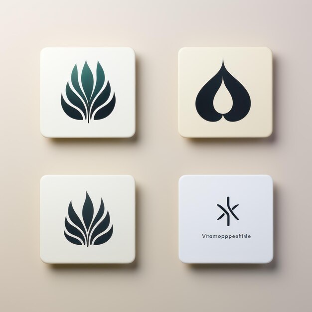 Foto design minimalista de logotipo e variações em fundo branco