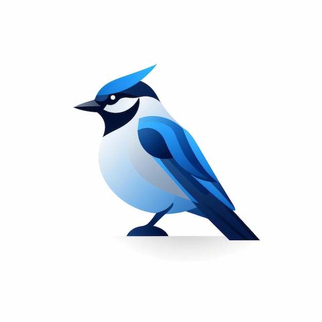 Foto design minimalista do logotipo blue jay com caráter único e cores vivas