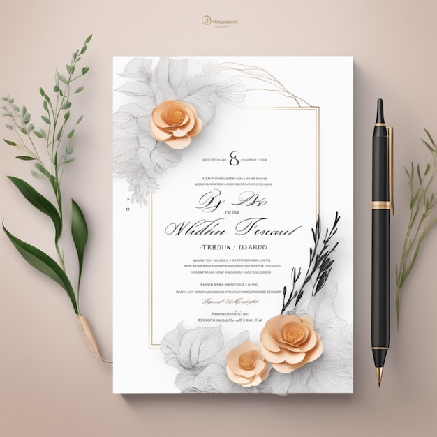 Foto design minimalista e criativo de cartões de convite de casamento profissional