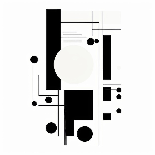 Design minimalista inspirado no suprematismo com formas e círculos abstratos