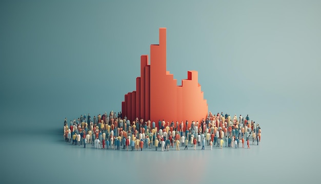 Design mínimo de cartaz do dia da população mundial em 3D