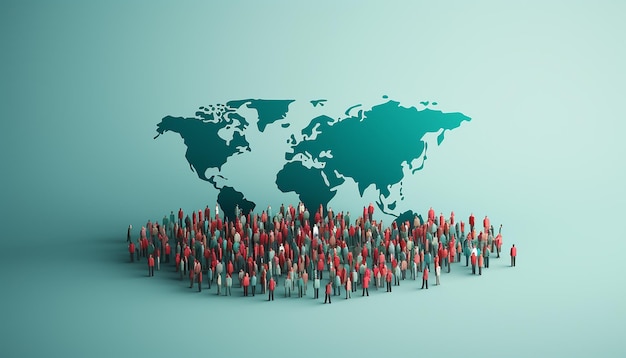 Design mínimo de cartaz do dia da população mundial em 3D