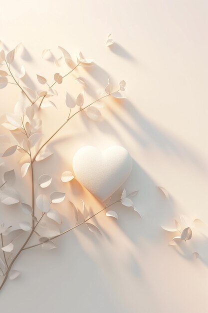 Design mínimo de logotipo de dia branco romântico em 3D